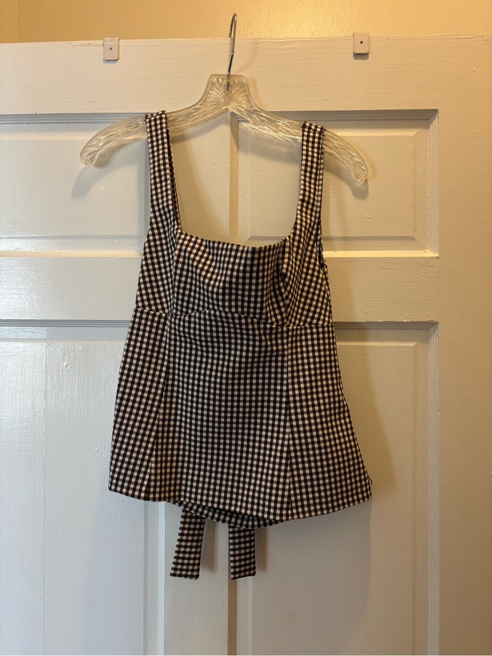 Zara Brown and White Gingham Tank Top
